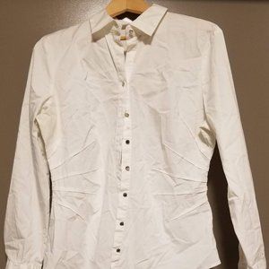 White Fitted Long Sleeve Button Down